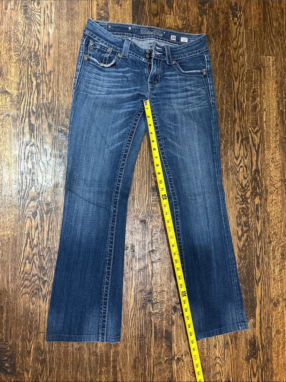Miss Me Blue Flare Jeans with Subtle Whiskering